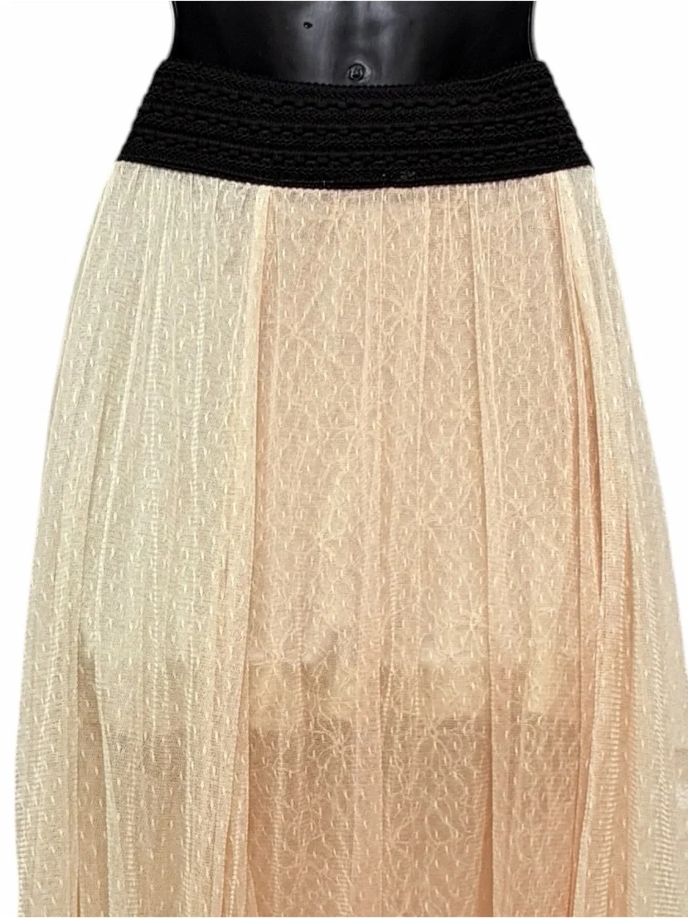 Free People XS Y2K Boho Layered Lace Mesh Handkerchief Midi Skirt